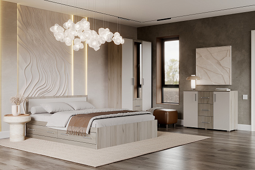 Модульная спальня Фиеста New дуб крафт серый / кашемир