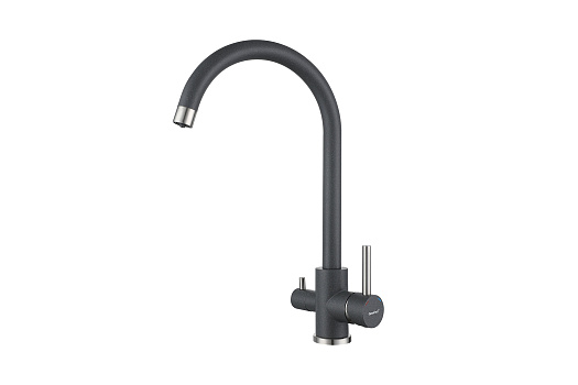 Смеситель U-образный с краном питьевой воды Quarz темно-серый