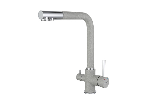 Смеситель Г-образный с краном питьевой воды серый