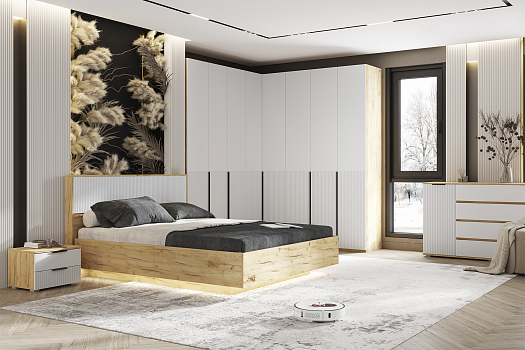 Модульная спальня Марвэл дуб крафт / браш вайт