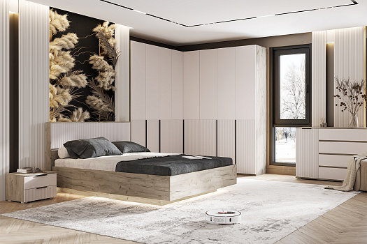 Модульная спальня Марвэл дуб крафт серый / кашемир