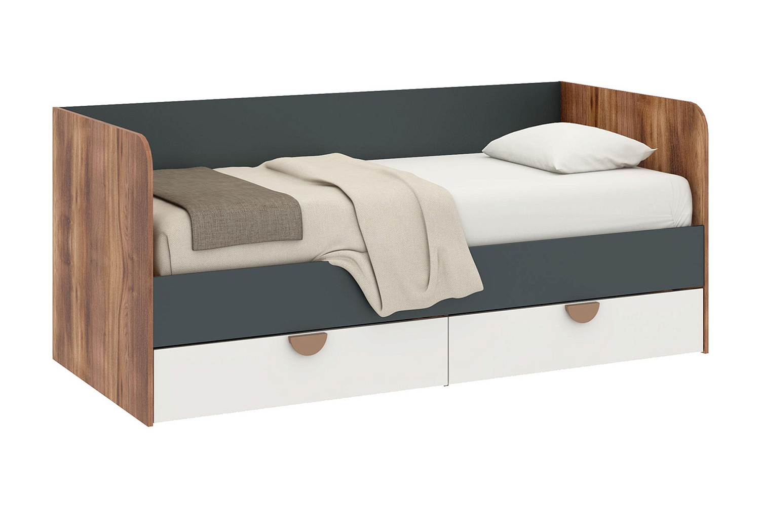 Кровать Тризиль 0.9 м дуб барокко / зеленый камень