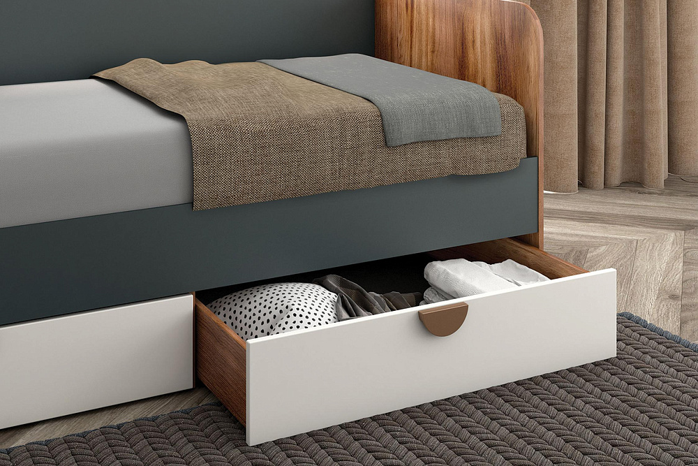 Кровать Тризиль 0.9 м дуб барокко / зеленый камень