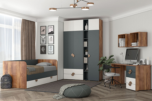 Спальня Тризиль №2 дуб барокко / зеленый камень / белый