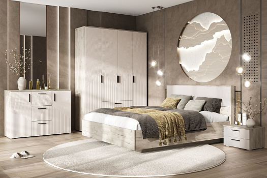 Модульная спальня Сильвия дуб крафт серый / кашемир