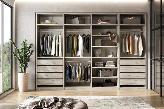 Гардеробная Теларо №2 открытая дуб крафт серый