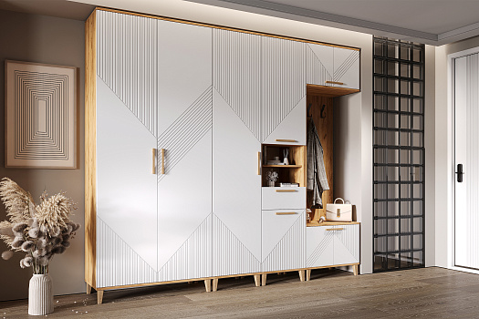 Модульная прихожая Ирис дуб крафт / браш вайт