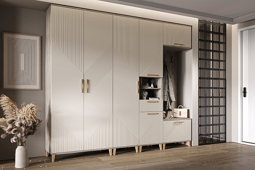 Модульная прихожая Ирис дуб крафт серый / кашемир