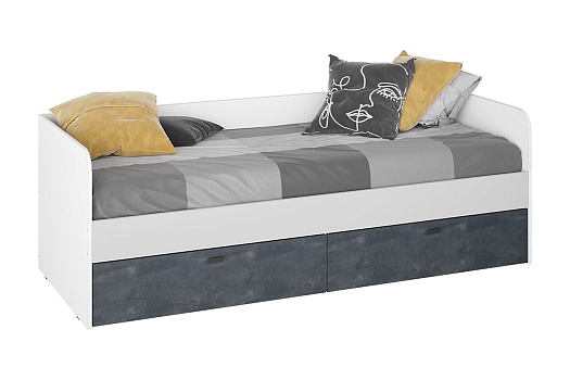 Кровать Накки белый / серый / угольный камень