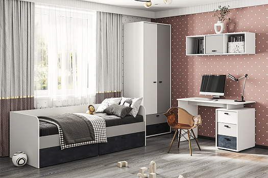 Модульная детская Накки белый / серый / угольный камень