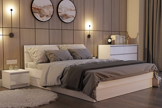 Модульная спальня Челси белый / белый глянец холодный