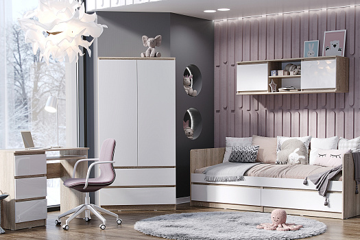 Модульная спальня Челси дуб сонома / белый глянец холодный