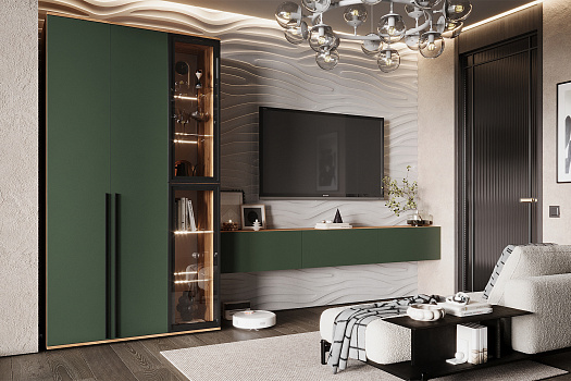 Модульная гостиная Норд дуб крафт / изумрудный