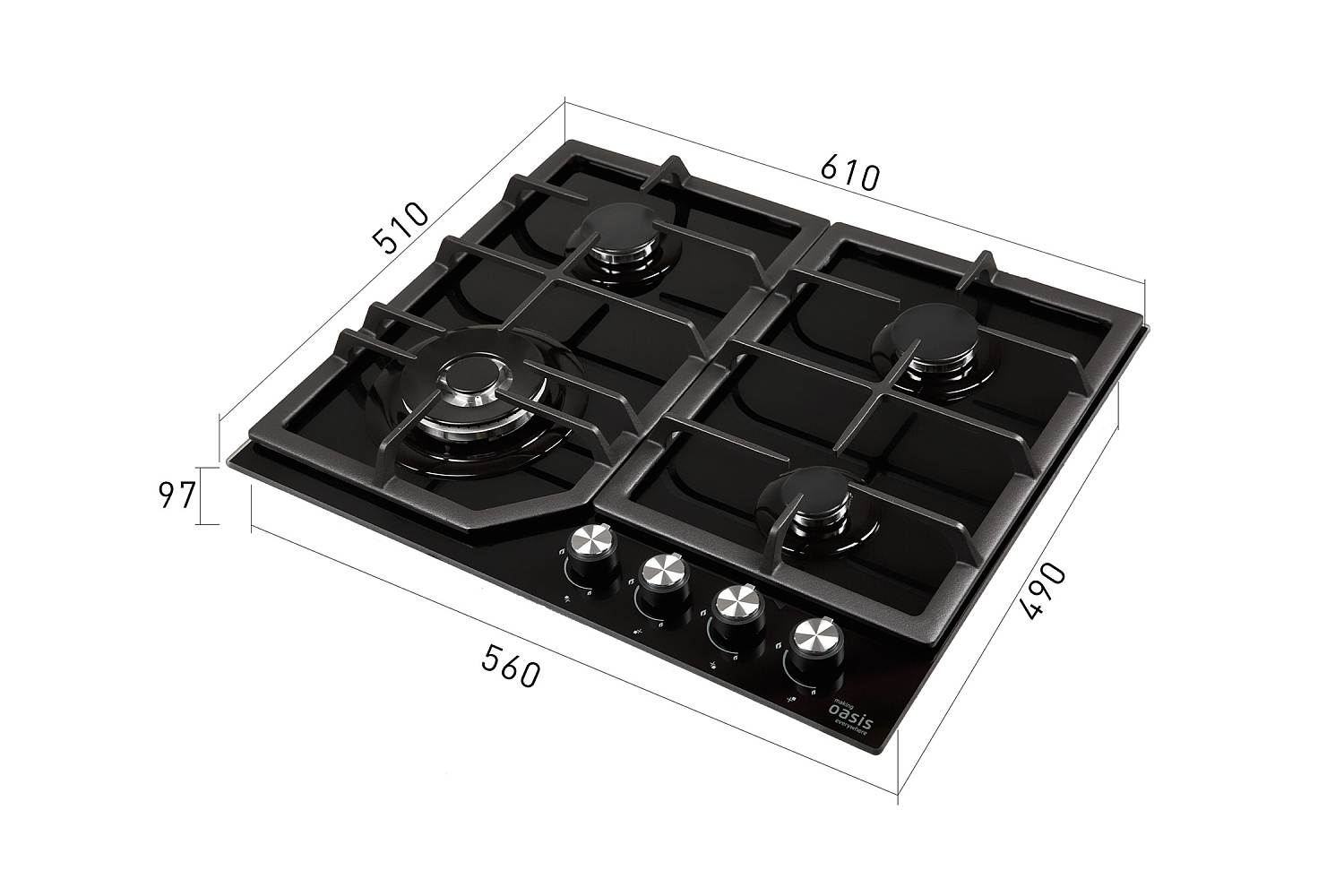 Газовая варочная поверхность Oasis P-GBT черная