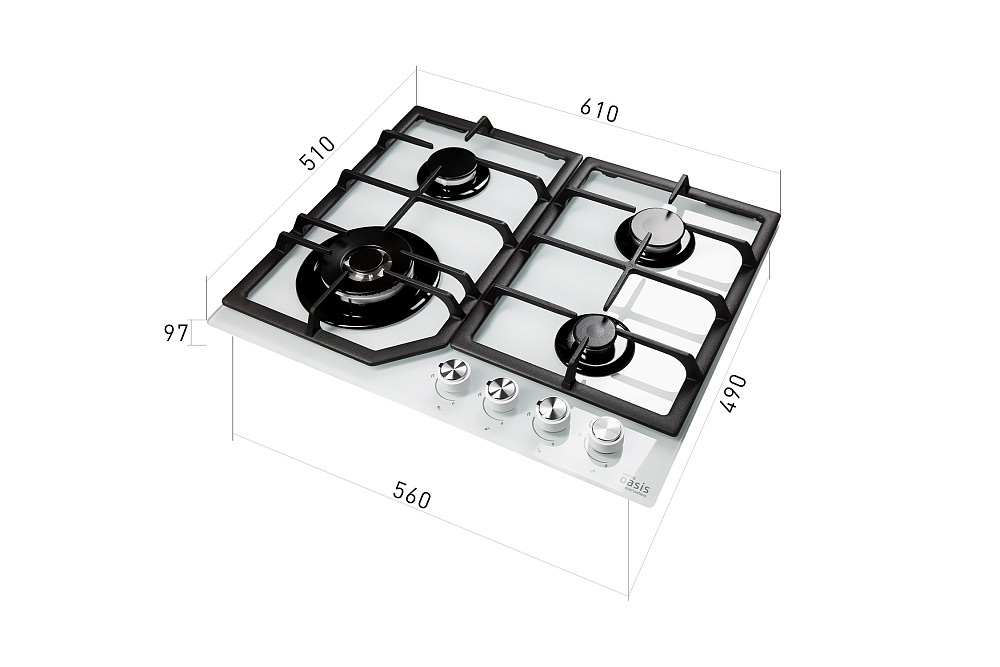 Газовая варочная поверхность Oasis P-GWT белая