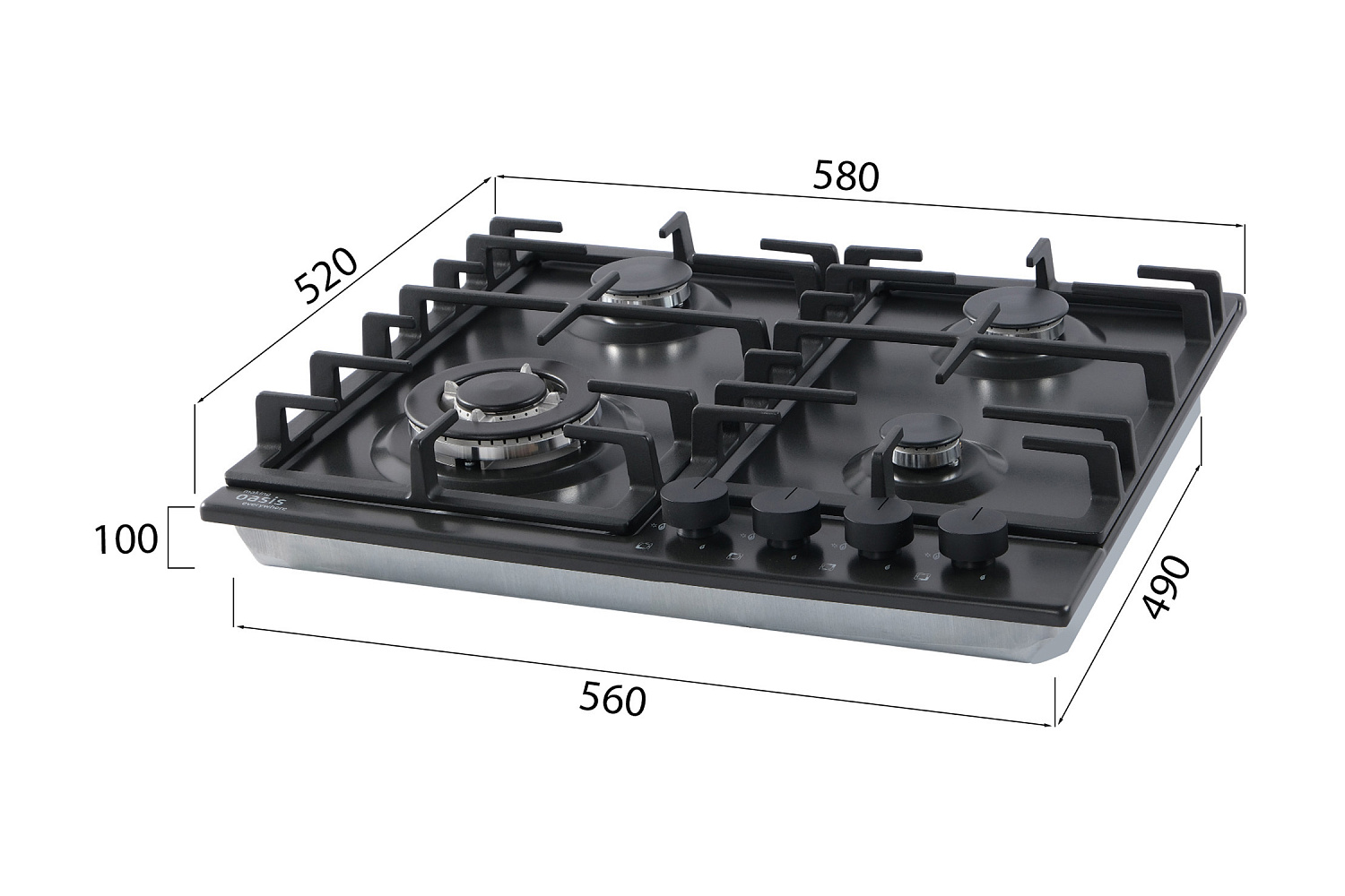 Газовая варочная поверхность Oasis P-MSB черная