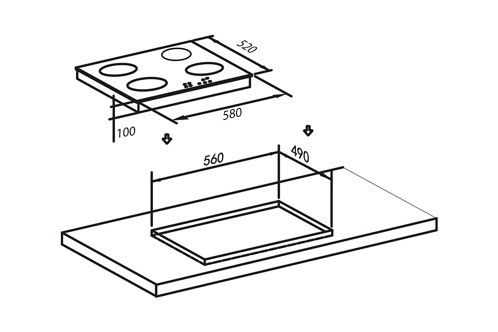Газовая варочная поверхность Oasis P-MSB черная