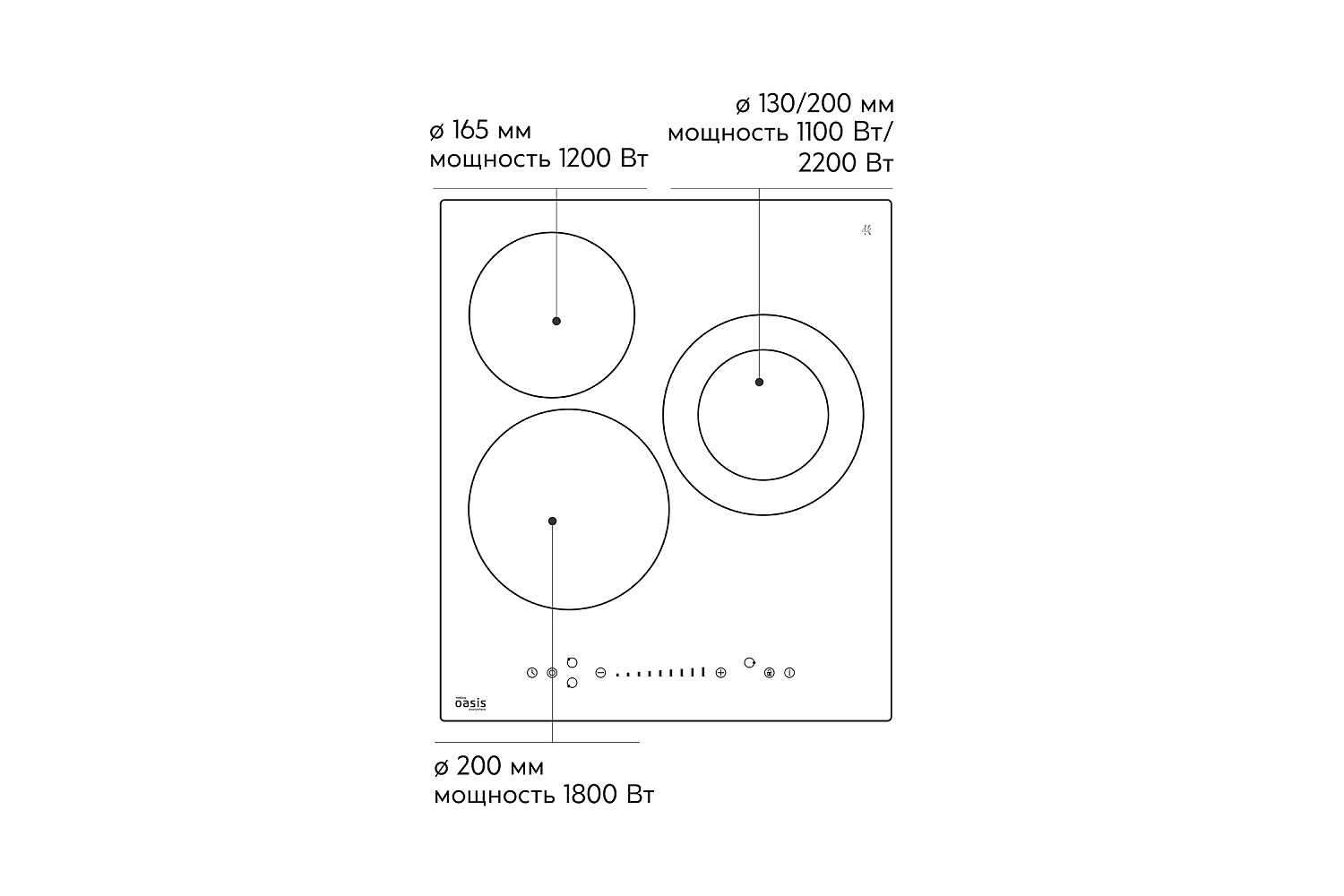 Электрическая варочная панель Oasis P-3SB черная