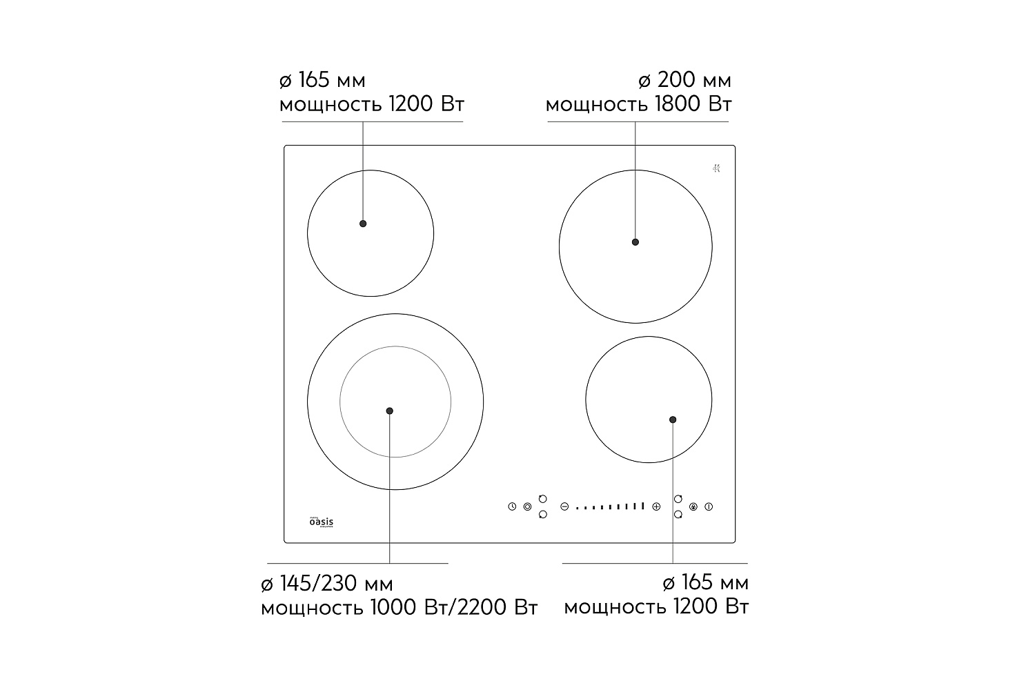 Электрическая варочная панель Oasis P-SB черная