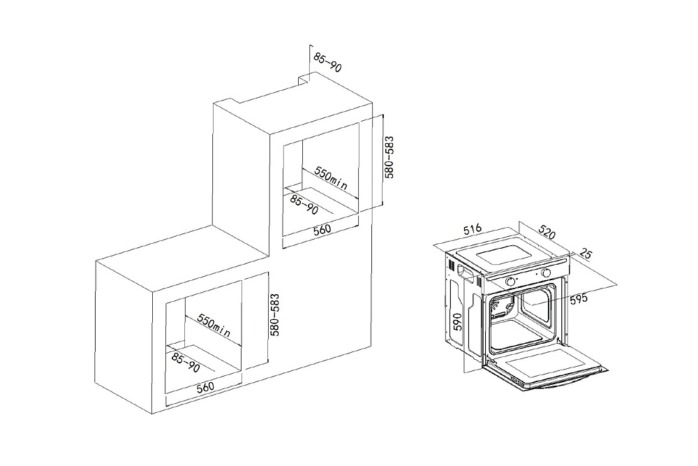 Встраиваемый духовой шкаф Oasis D-MTB черный