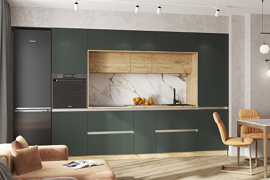 Кухня Карина №1 изумрудный / дуб крафт