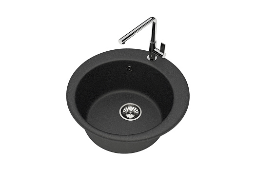 Мойка круглая врезная кварцевая Glanz J30 47.5 см, антрацит
