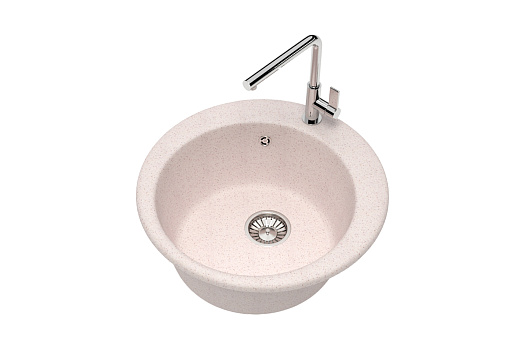 Мойка круглая врезная кварцевая Glanz J30 47.5 см, бежевый