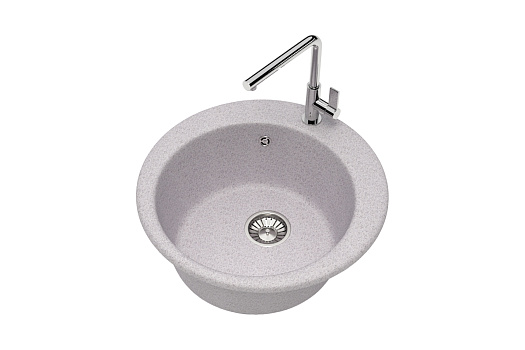 Мойка круглая врезная кварцевая Glanz J30 47.5 см, светло-серый
