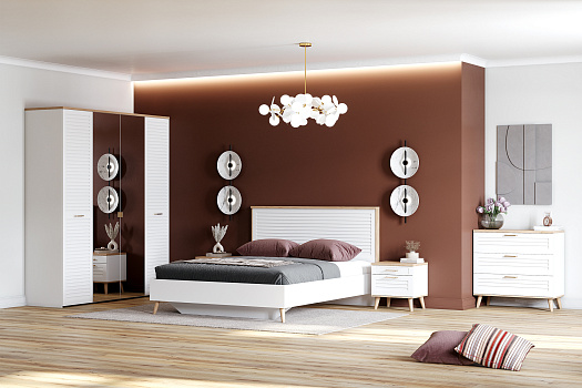 Модульная спальня Гавана дуб натуральный светлый / белый аляска / белый матовый