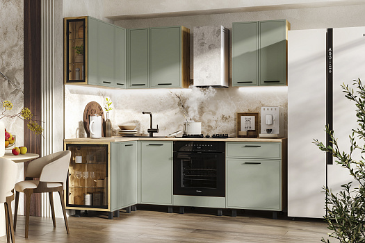 Кухня угловая Бьянка 1.2 х 2.2 м олива софт