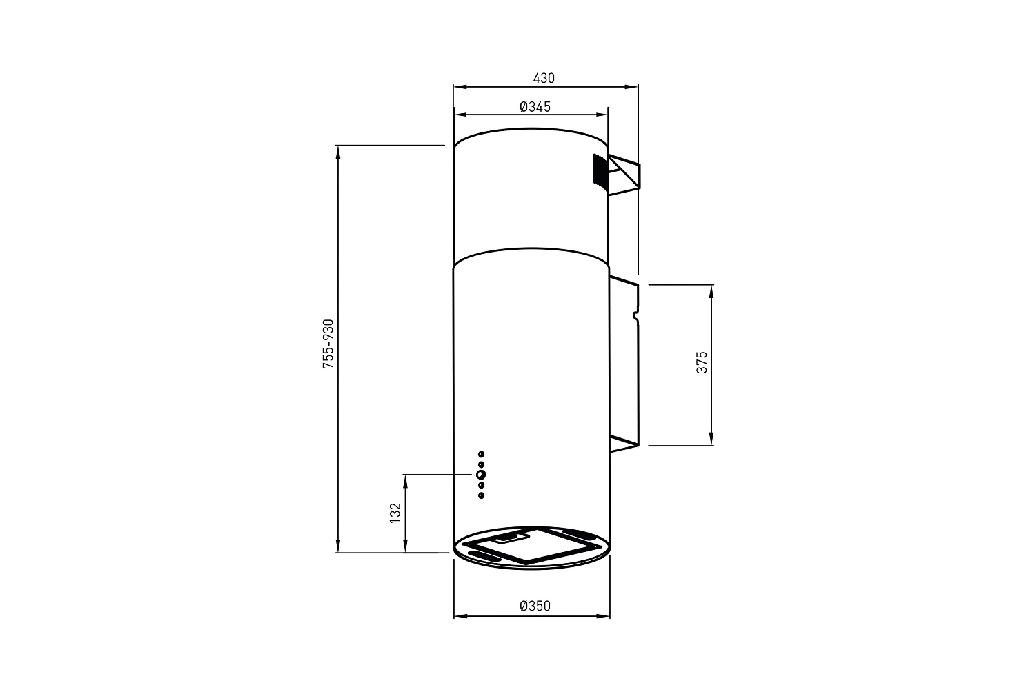 Цилиндрическая вытяжка Oasis KR-50S стальная