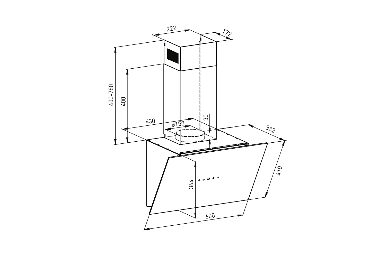Наклонная вытяжка Oasis NB-60I бежевая