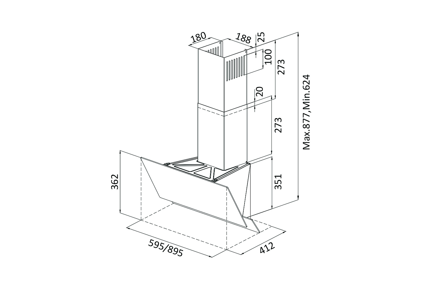 Наклонная вытяжка Oasis NF-60B черная