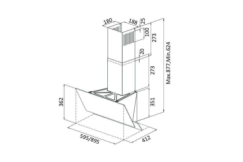 Наклонная вытяжка Oasis NF-60W белая