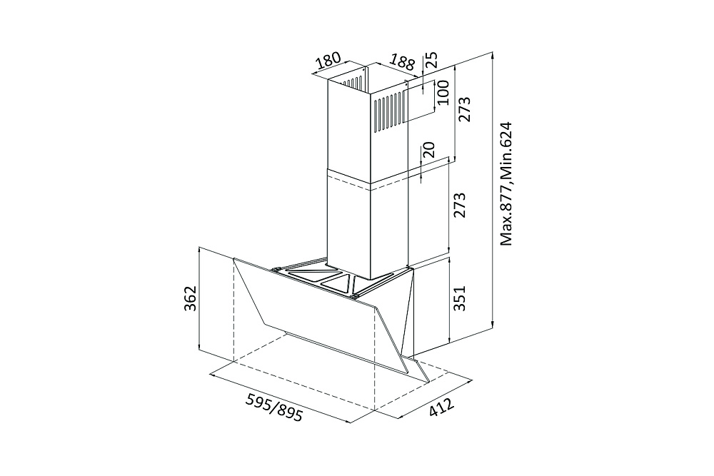 Наклонная вытяжка Oasis NF-60G серая