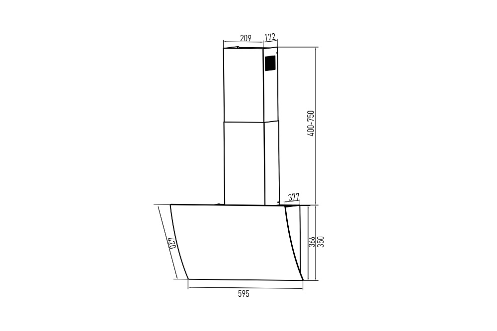 Наклонная вытяжка Oasis NG-60B черная
