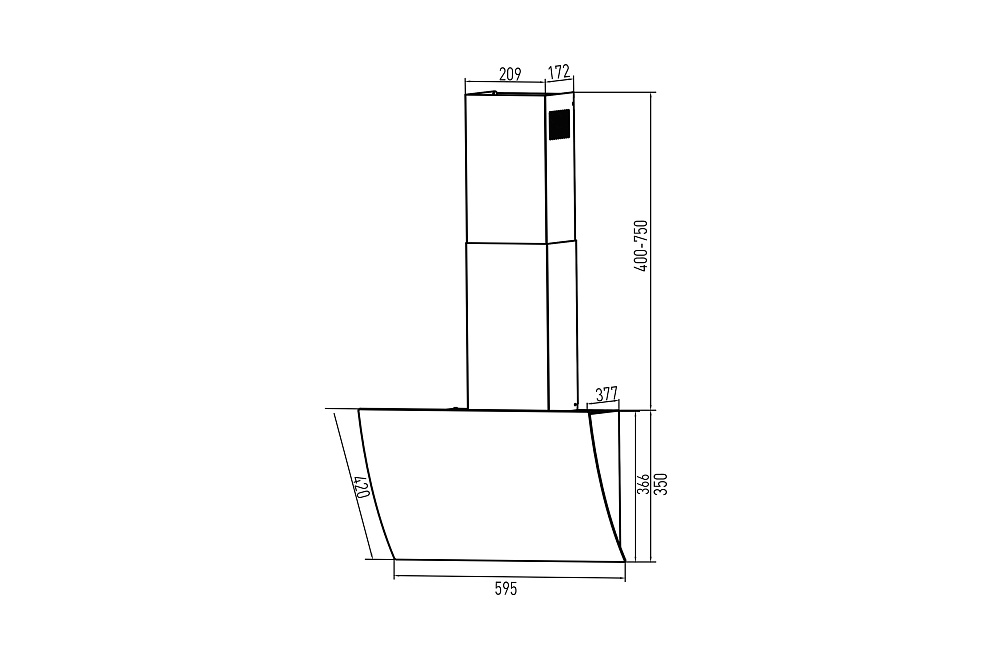 Наклонная вытяжка Oasis NG-60W белая
