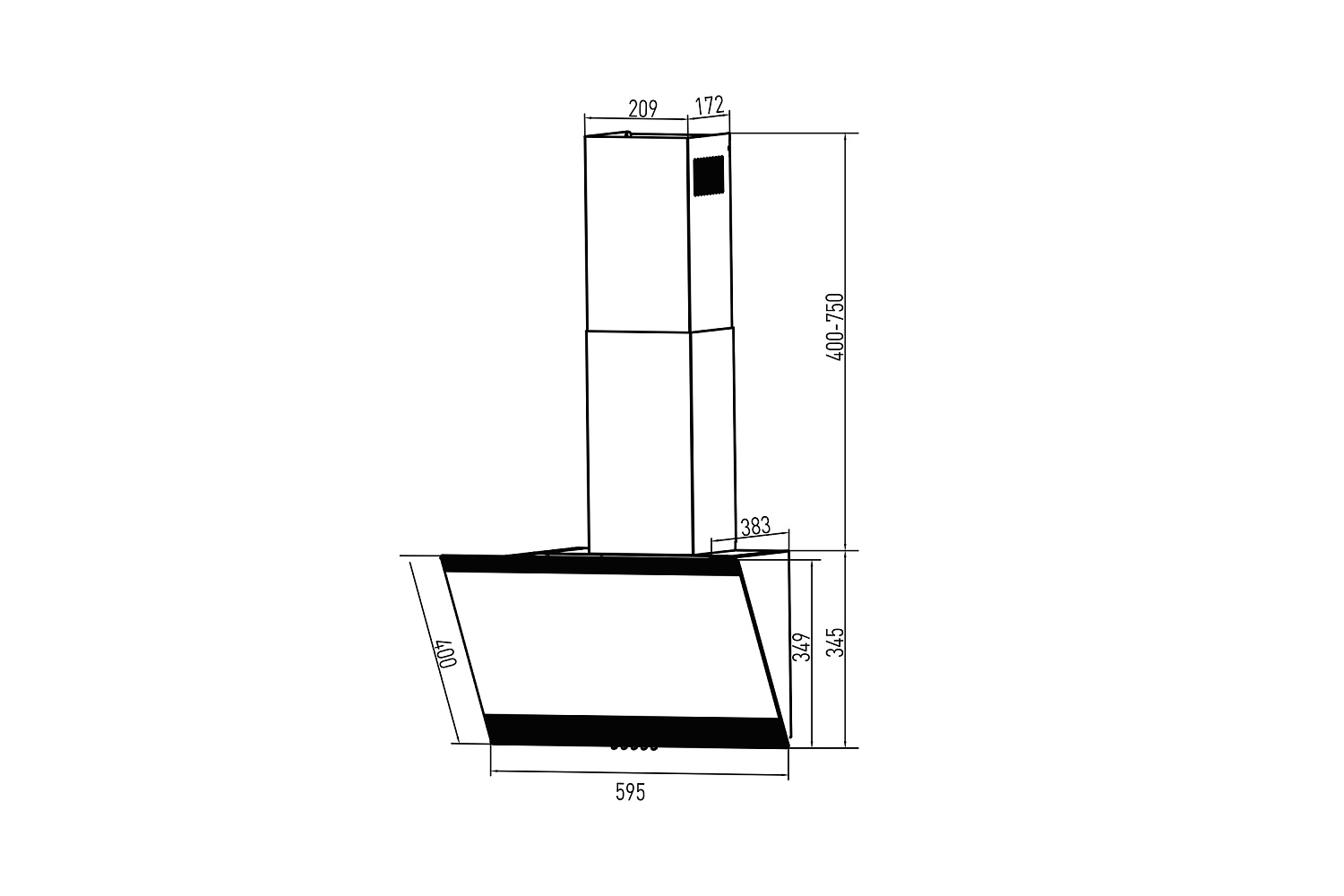 Наклонная вытяжка Oasis NL-60B черная