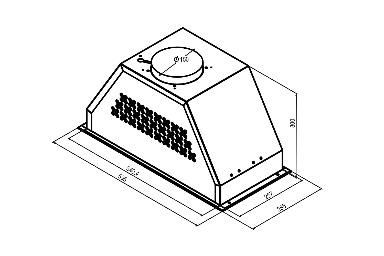 Встраиваемая вытяжка Oasis UB-60WG темно-серая