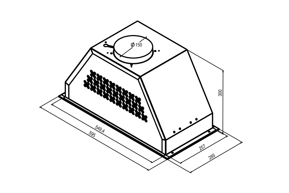 Встраиваемая вытяжка Oasis UB-60WG темно-серая