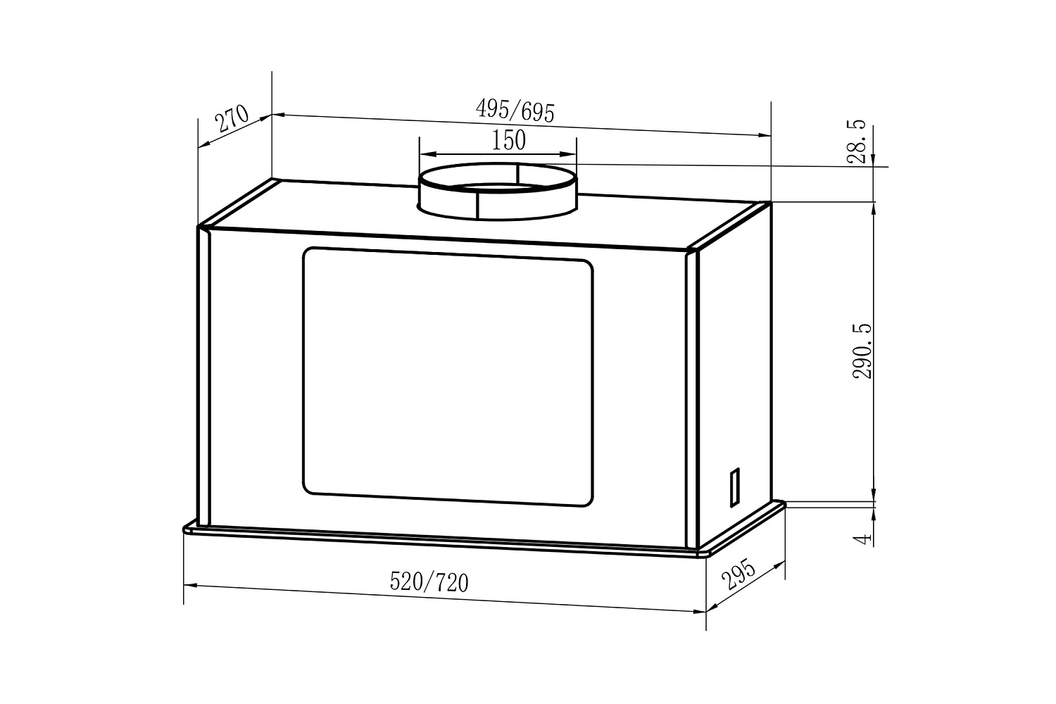 Встраиваемая вытяжка Oasis UD-60WG белая