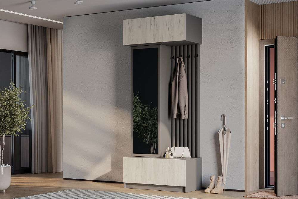 Прихожая Багира графит / крафт белый