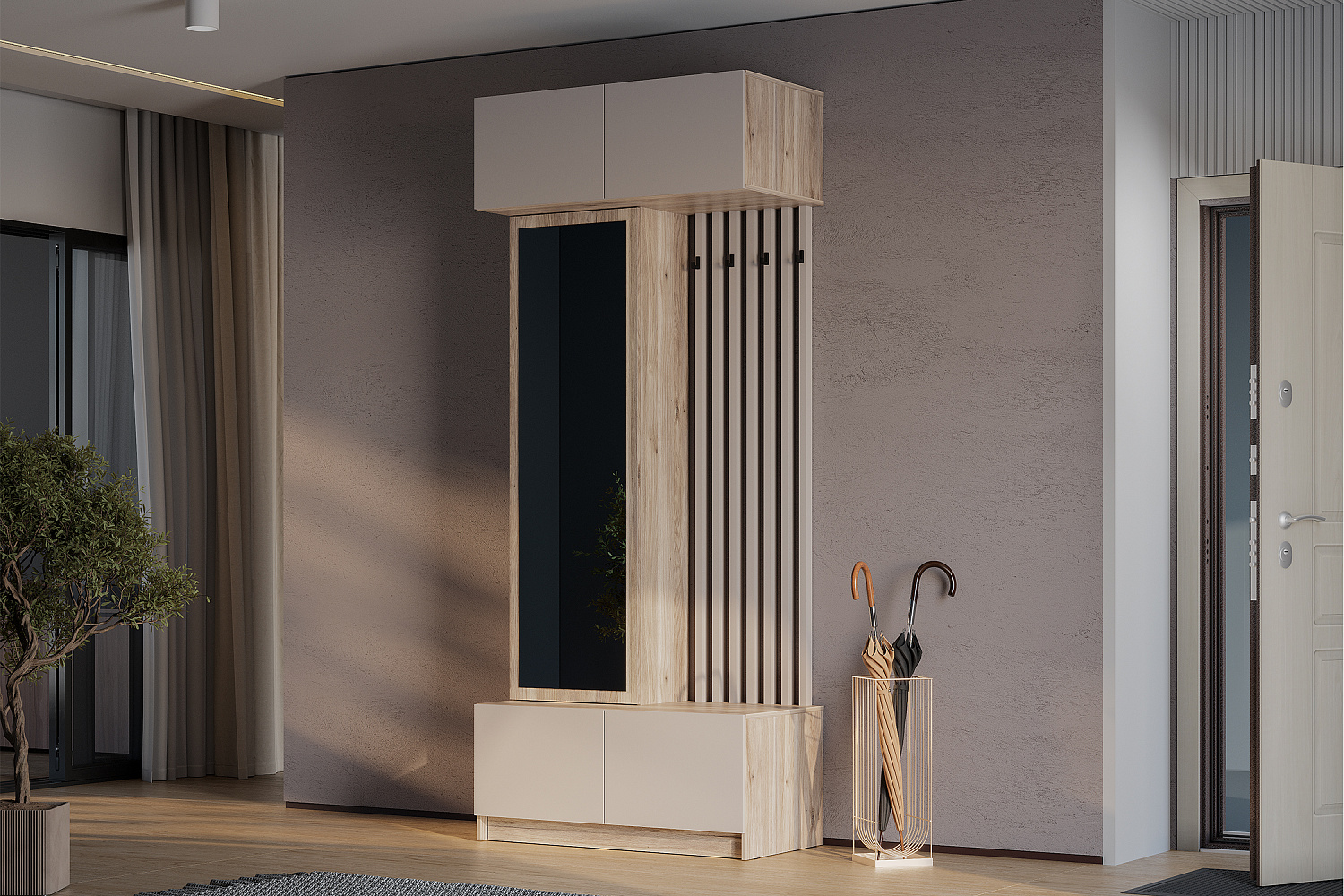 Прихожая Багира дуб смоки / кашемир