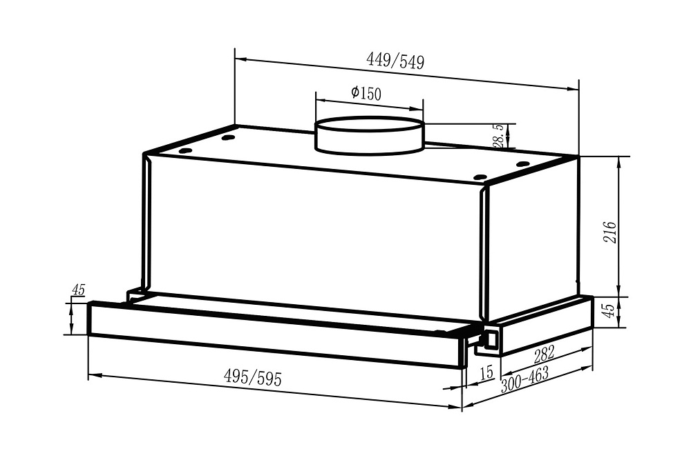 Встраиваемая вытяжка Oasis VT-60S стальная