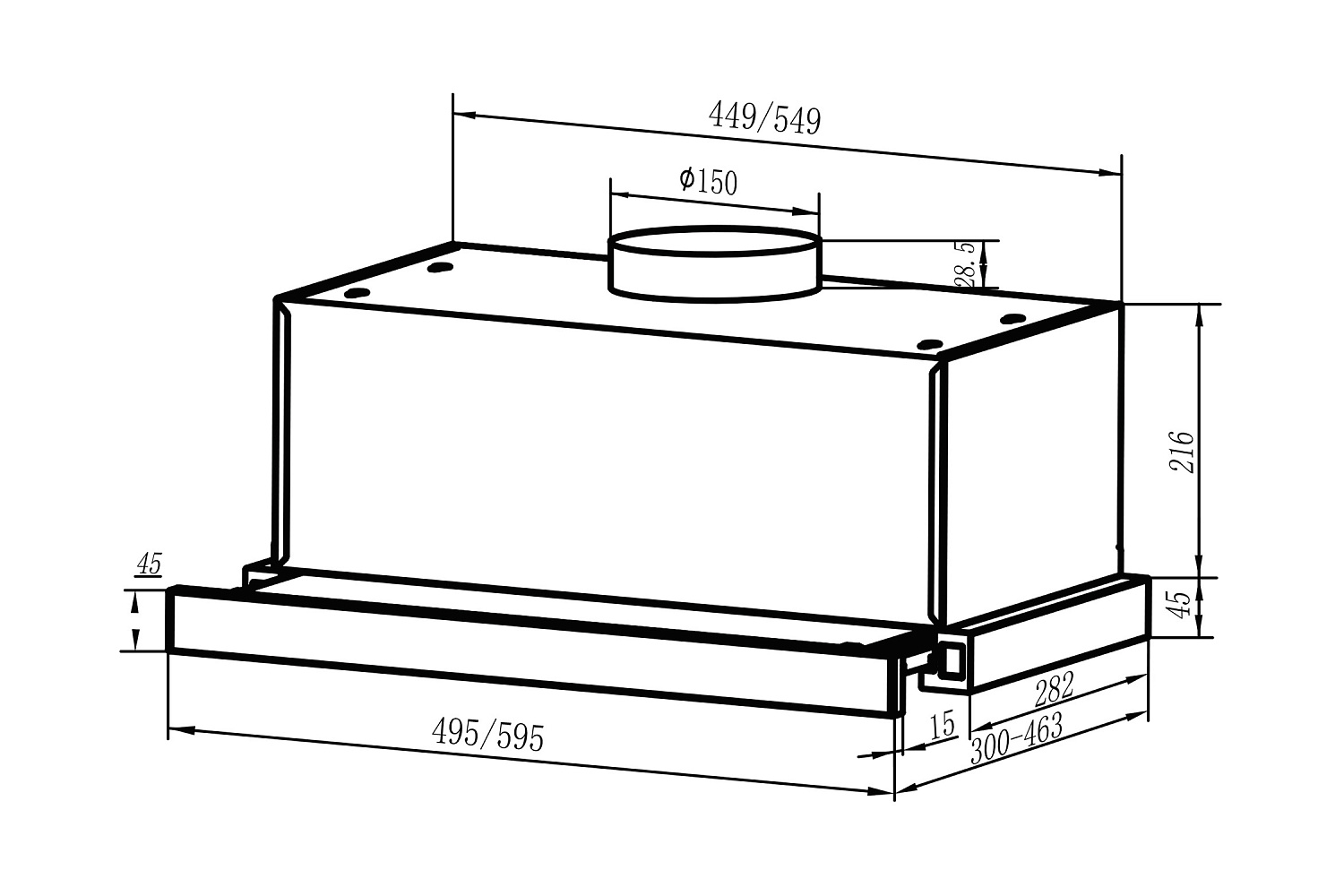 Встраиваемая вытяжка Oasis VT-60WG белая