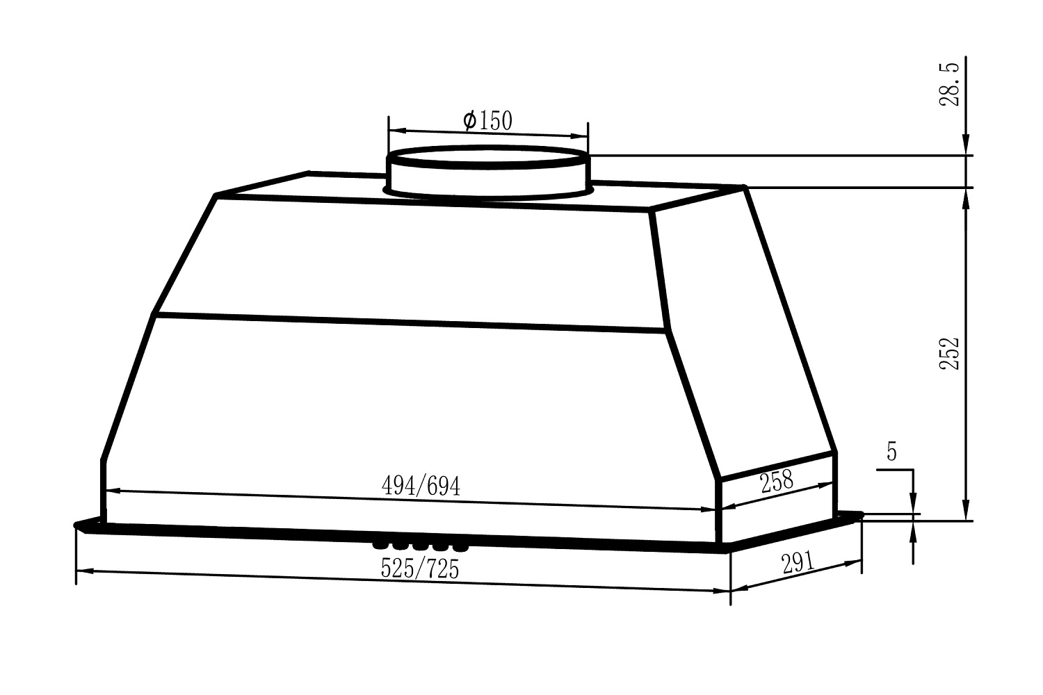 Встраиваемая вытяжка Oasis UM-52I бежевая