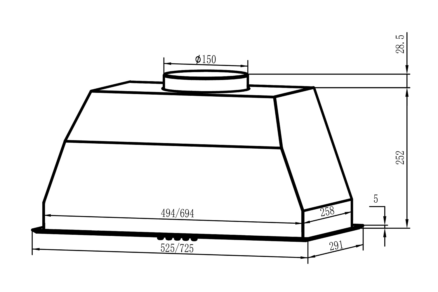Встраиваемая вытяжка Oasis UM-52W белая