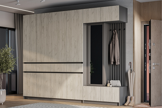 Модульная прихожая Багира графит / крафт белый