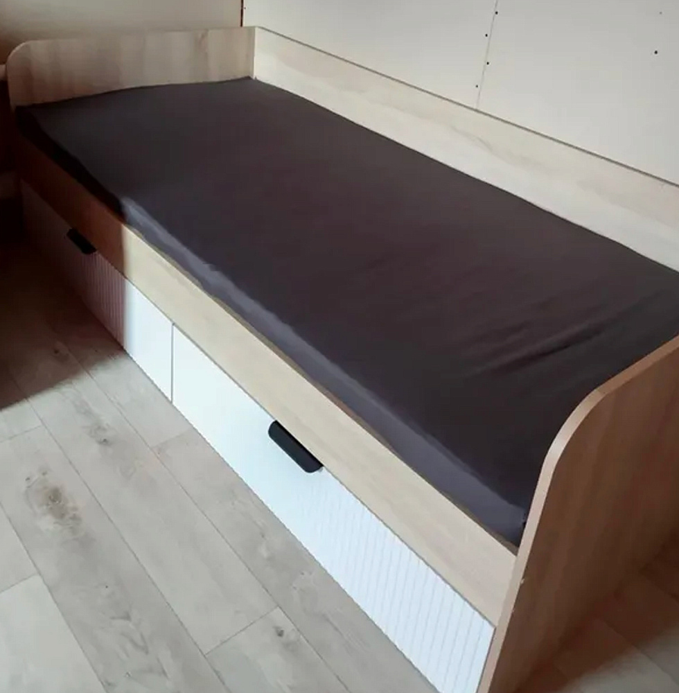 Кровать Норд Line КРД03-90 0.9 м дуб сонома / софт пломбир