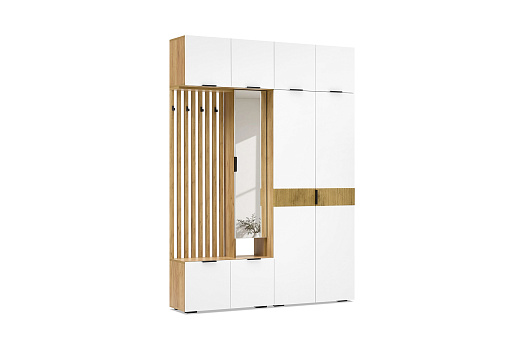 Прихожая Бери К4 дуб крафт золотой / белое дерево